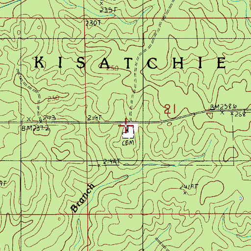 Topographic Map of Marlow Cemetery, LA