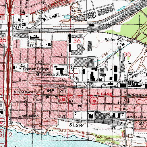 Topographic Map of Sherman Park, AR
