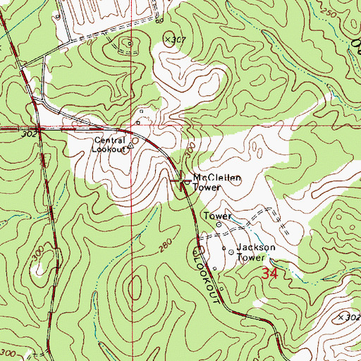 Topographic Map of McClellen Tower, LA