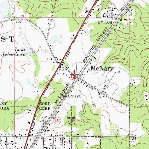 Topographic Map of McNary, LA