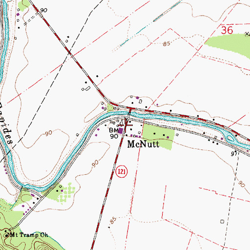 Topographic Map of McNutt, LA