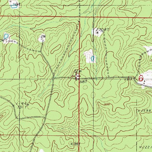 Topographic Map of Meadors Cemetery, LA