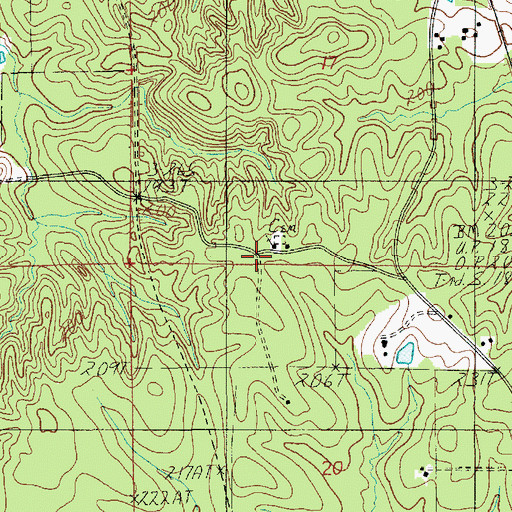 Topographic Map of Melton Cemetery, LA