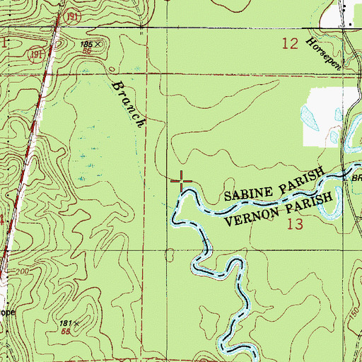 Topographic Map of Metcalf Branch, LA