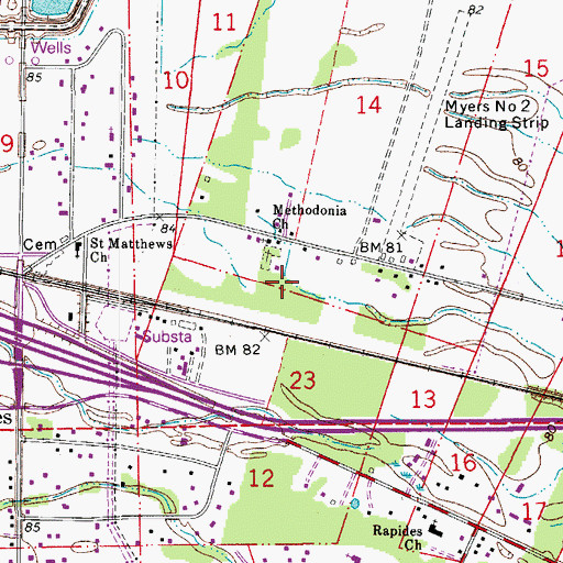 Topographic Map of Methodonia Church, LA