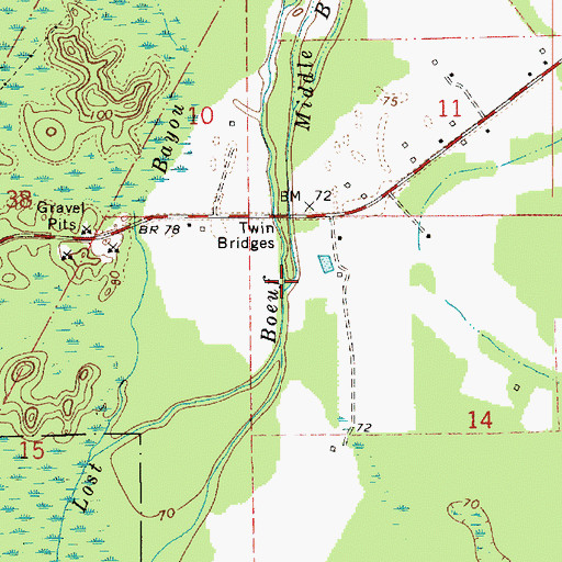 Topographic Map of Middle Bayou, LA