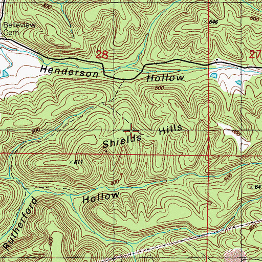 Topographic Map of Shields Hills, AR