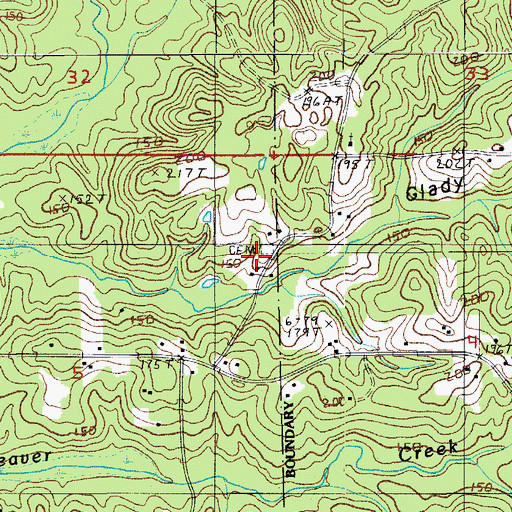 Topographic Map of Midway Cemetery, LA