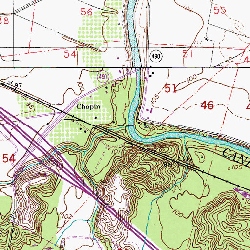 Topographic Map of Mill Bayou, LA