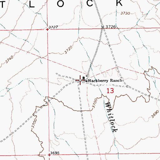 Topographic Map of Hackberry Ranch, AZ