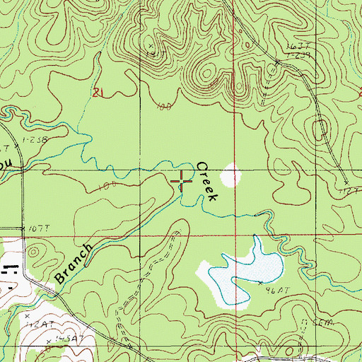 Topographic Map of Mill Branch, LA