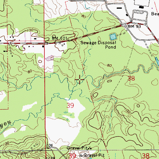 Topographic Map of Mill Creek, LA