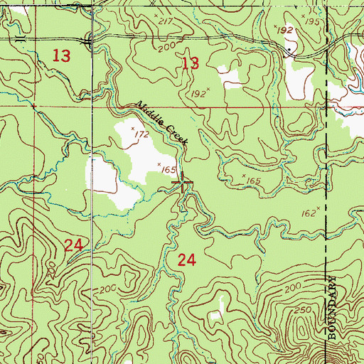Topographic Map of Mill Creek, LA