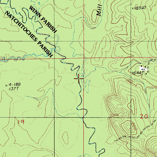 Topographic Map of Mill Creek, LA