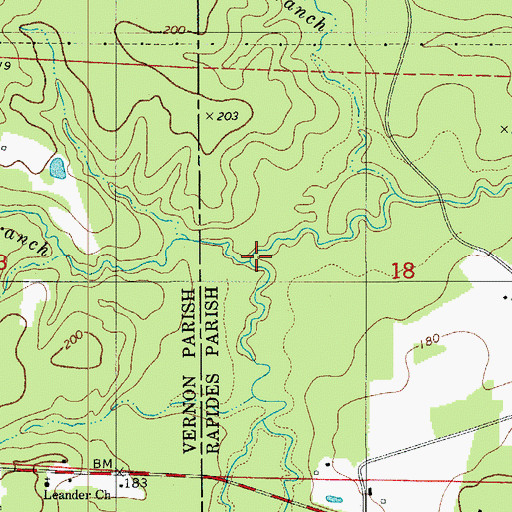 Topographic Map of Mineral Branch, LA