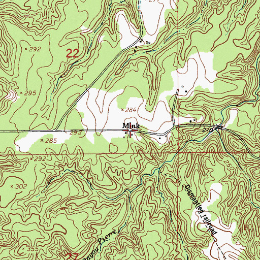 Topographic Map of Mink, LA