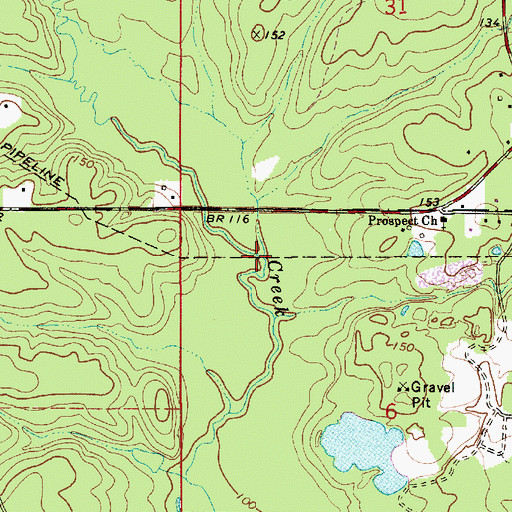 Topographic Map of Moccasin Branch, LA