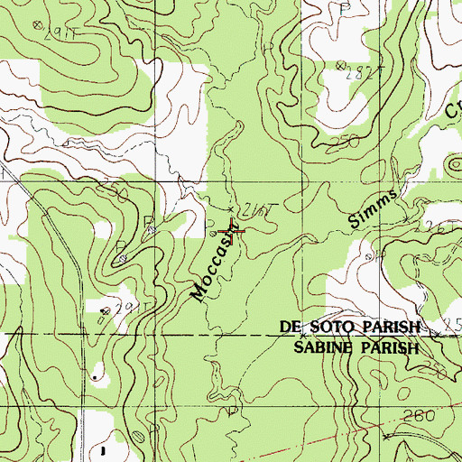 Topographic Map of Moccasin Bayou, LA