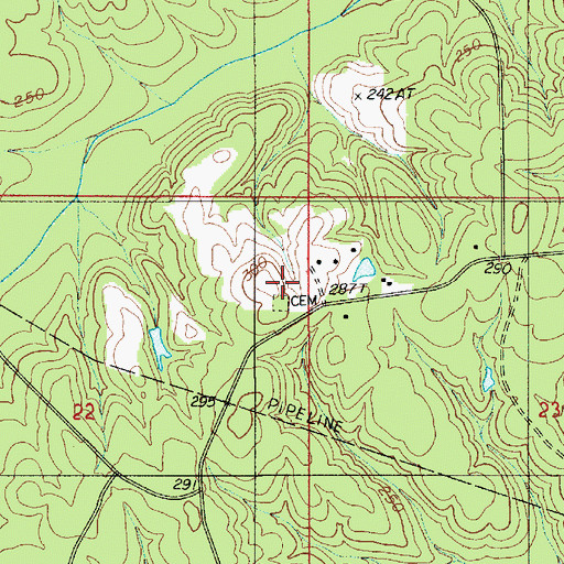 Topographic Map of Monk Cemetery, LA