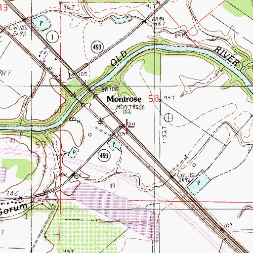 Topographic Map of Montrose, LA