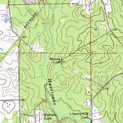 Topographic Map of Moore Cemetery, LA