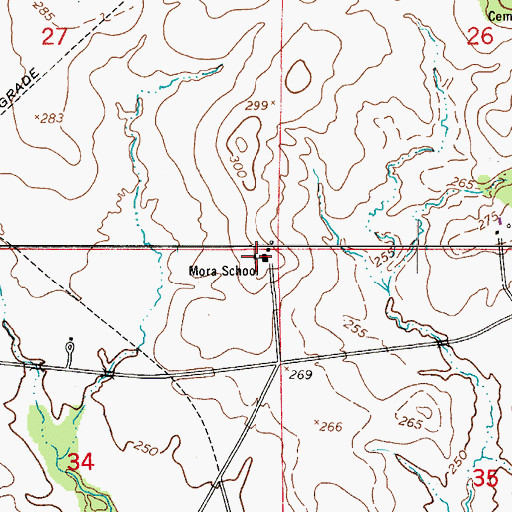 Topographic Map of Mora School, LA