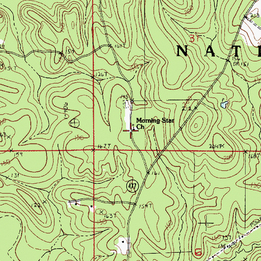 Topographic Map of Morning Star Church, LA