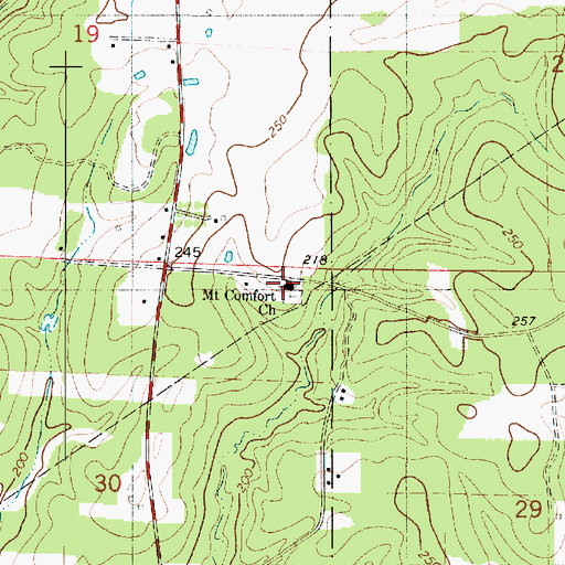 Topographic Map of Mount Comfort Church, LA