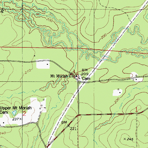 Topographic Map of Mount Moriah Church, LA