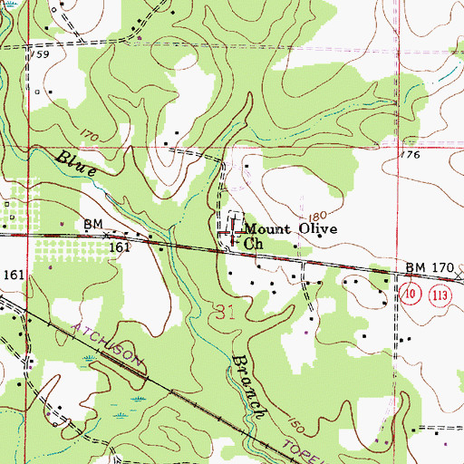 Topographic Map of Mount Olive Church, LA