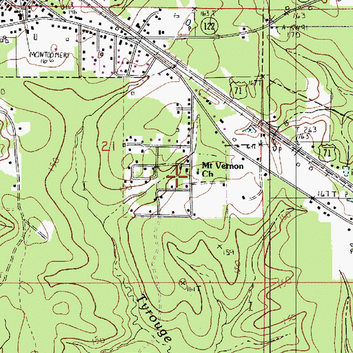 Topographic Map of Mount Vernon Church, LA