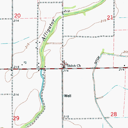 Topographic Map of Shiloh Cemetery, AR