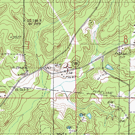 Topographic Map of Mount Zion Cemetery, LA