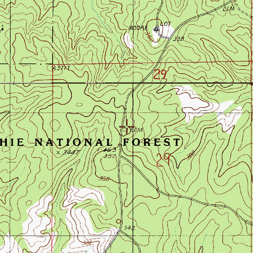Topographic Map of Mount Zion Cemetery, LA
