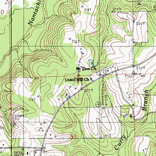 Topographic Map of Mount Zion Church, LA