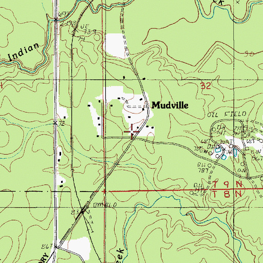 Topographic Map of Mudville, LA