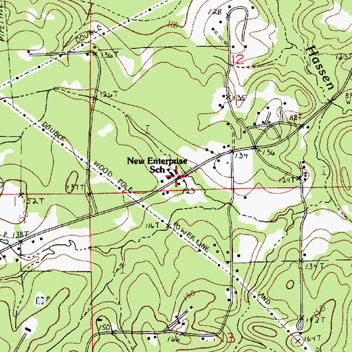 Topographic Map of New Enterprise School, LA