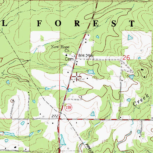 Topographic Map of New Hope School, LA