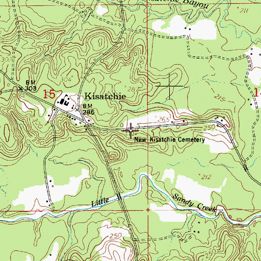 Topographic Map of New Kisatchie Cemetery, LA