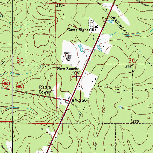 Topographic Map of New Sunrise Church, LA