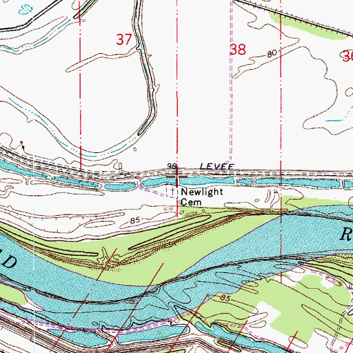Topographic Map of Newlight Cemetery, LA