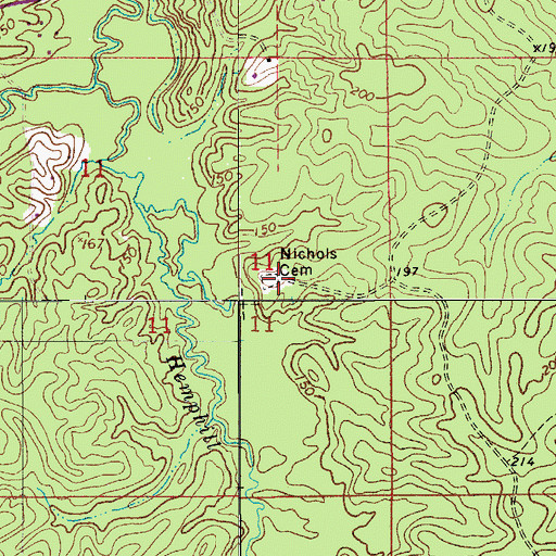 Topographic Map of Nichols Cemetery, LA