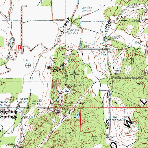 Topographic Map of Shiloh Cemetery, AR