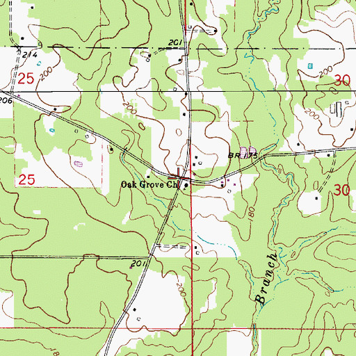 Topographic Map of Oak Grove Church, LA