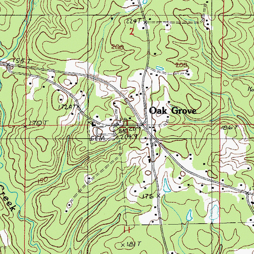 Topographic Map of Oak Grove Church, LA