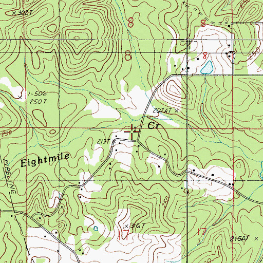 Topographic Map of Oak Grove Church, LA