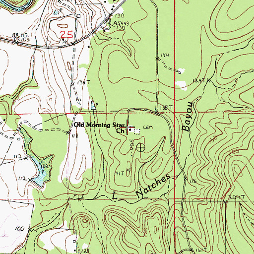 Topographic Map of Old Morning Star Church, LA