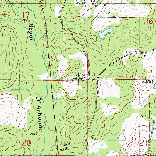 Topographic Map of Old Pine Hill Cemetery, LA