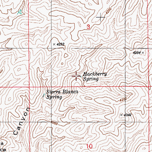 Topographic Map of Hackberry Spring, AZ