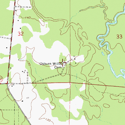 Topographic Map of Osburn Willis Cemetery, LA